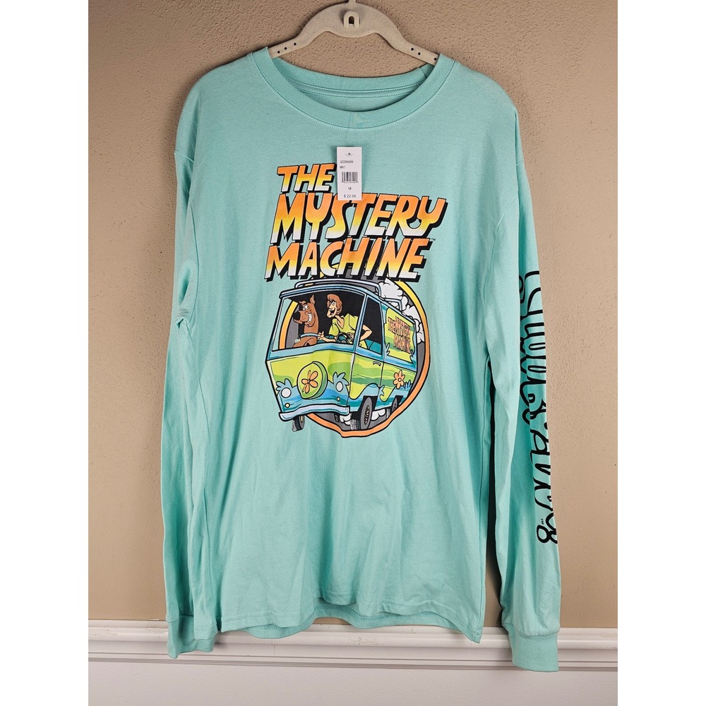 NWT Scooby Doo Mens Mint Green Mystery Machine Long Sleeve Tshirt Tee Medium